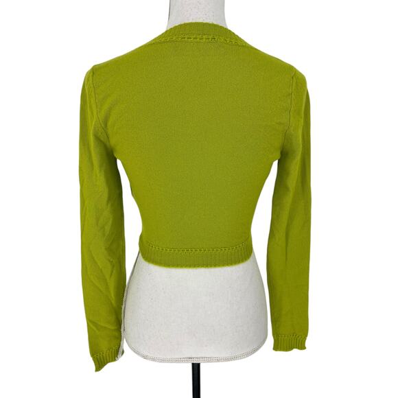 Versace Cashmere Green Cropped Safety Pin Cardigan - Picture 6 of 10
